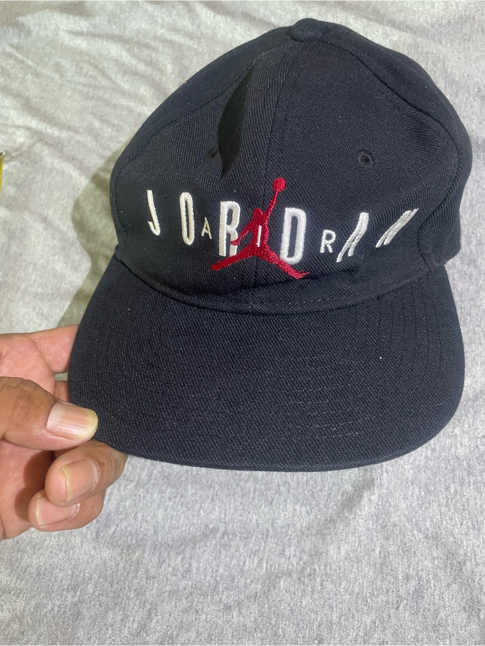 Jordan Navy Hat with Red Jumpman and White Lettering